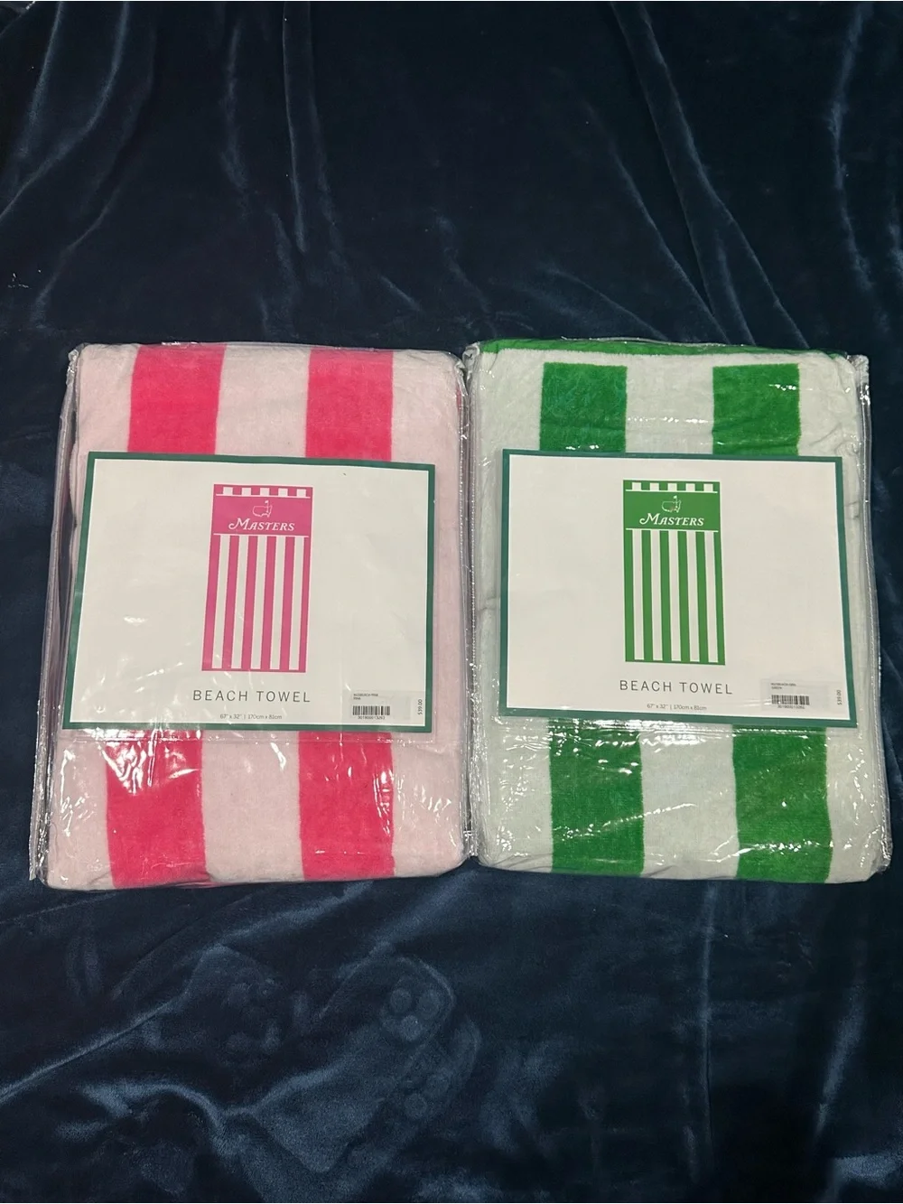 Masters Pink and Green Striped Beach Towels